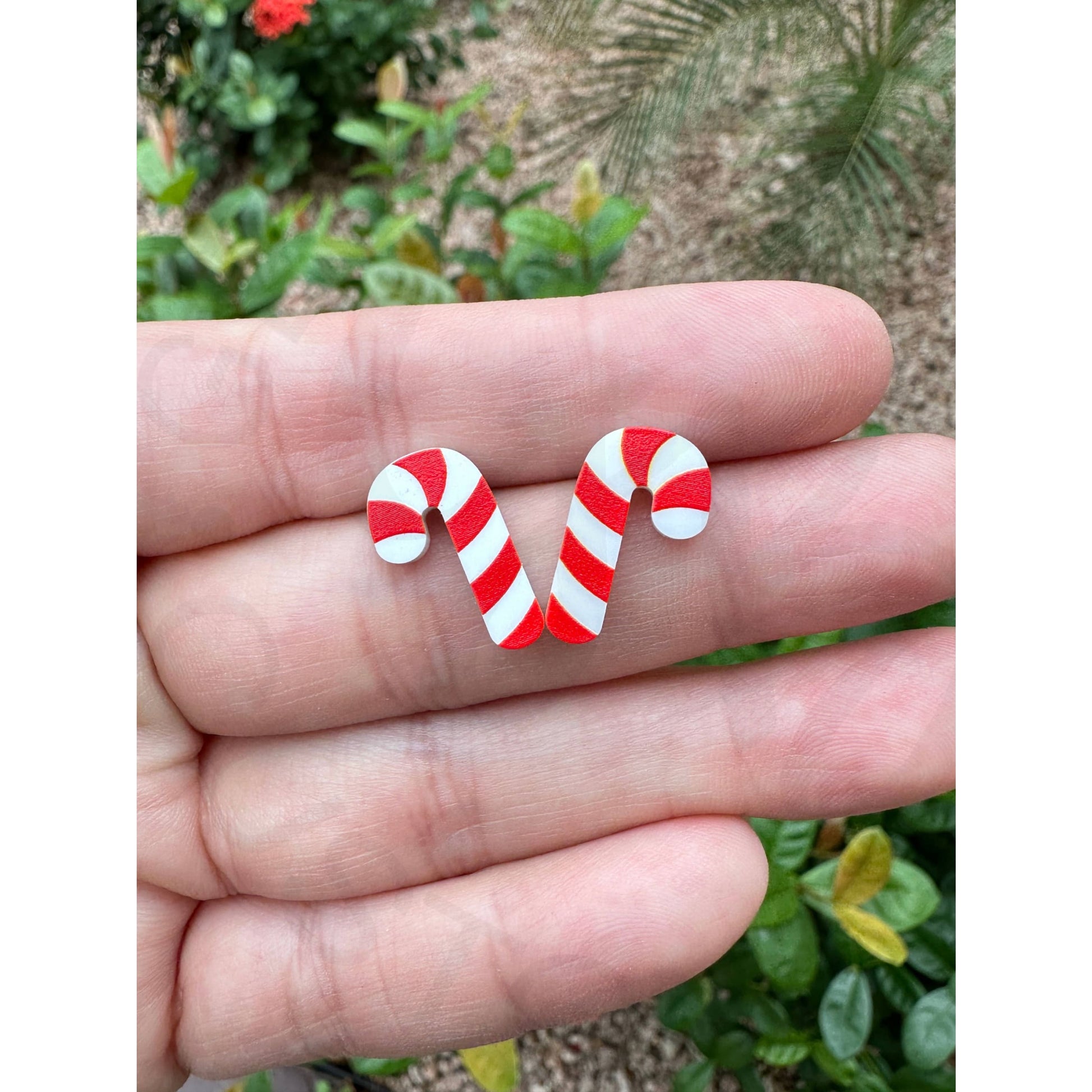 Candy Cane Stud Earrings | Christmas Earrings - Apparel &