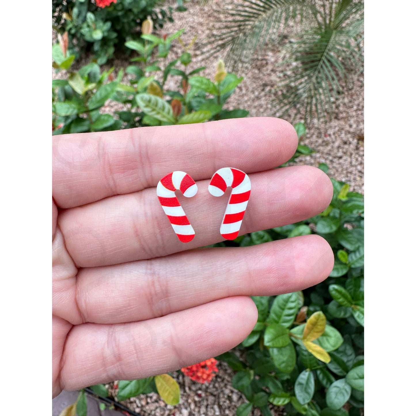 Candy Cane Stud Earrings | Christmas Earrings - Apparel &