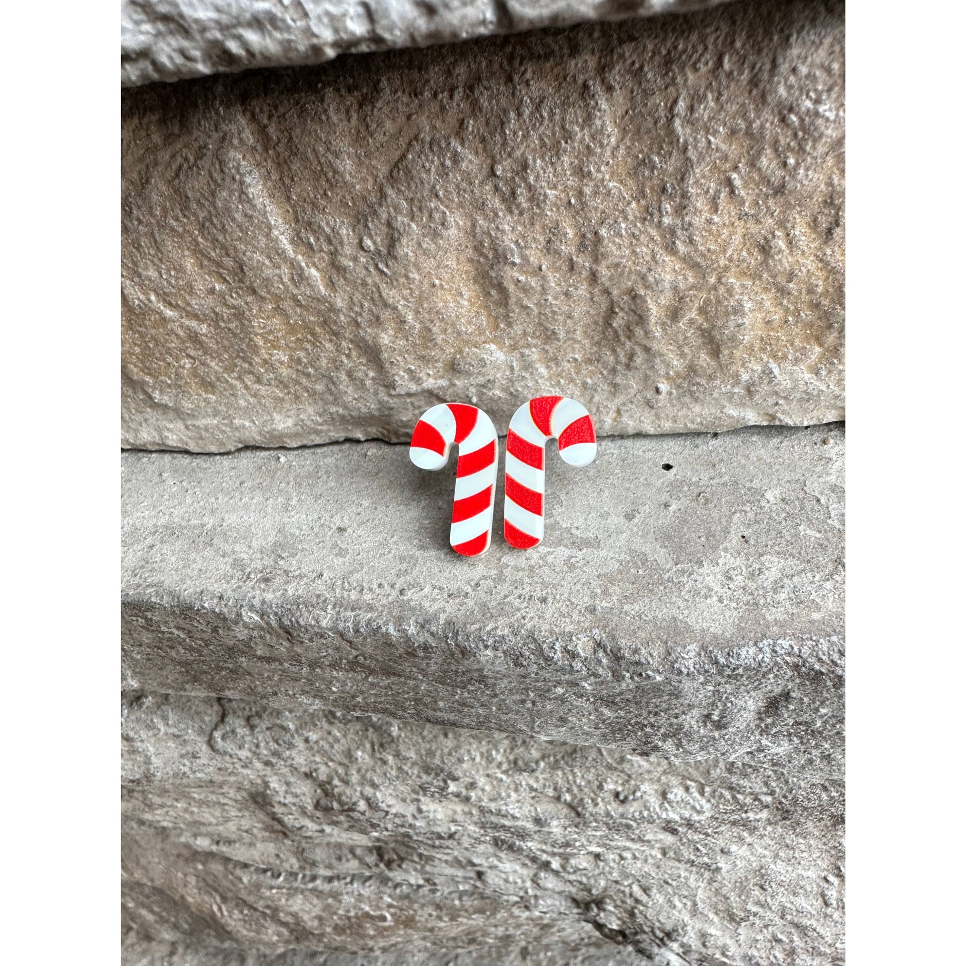 Candy Cane Stud Earrings | Christmas Earrings - Apparel &