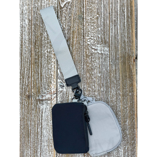 Dual Pouch Wristlet Keychain ’Black-Gray’ - Apparel &