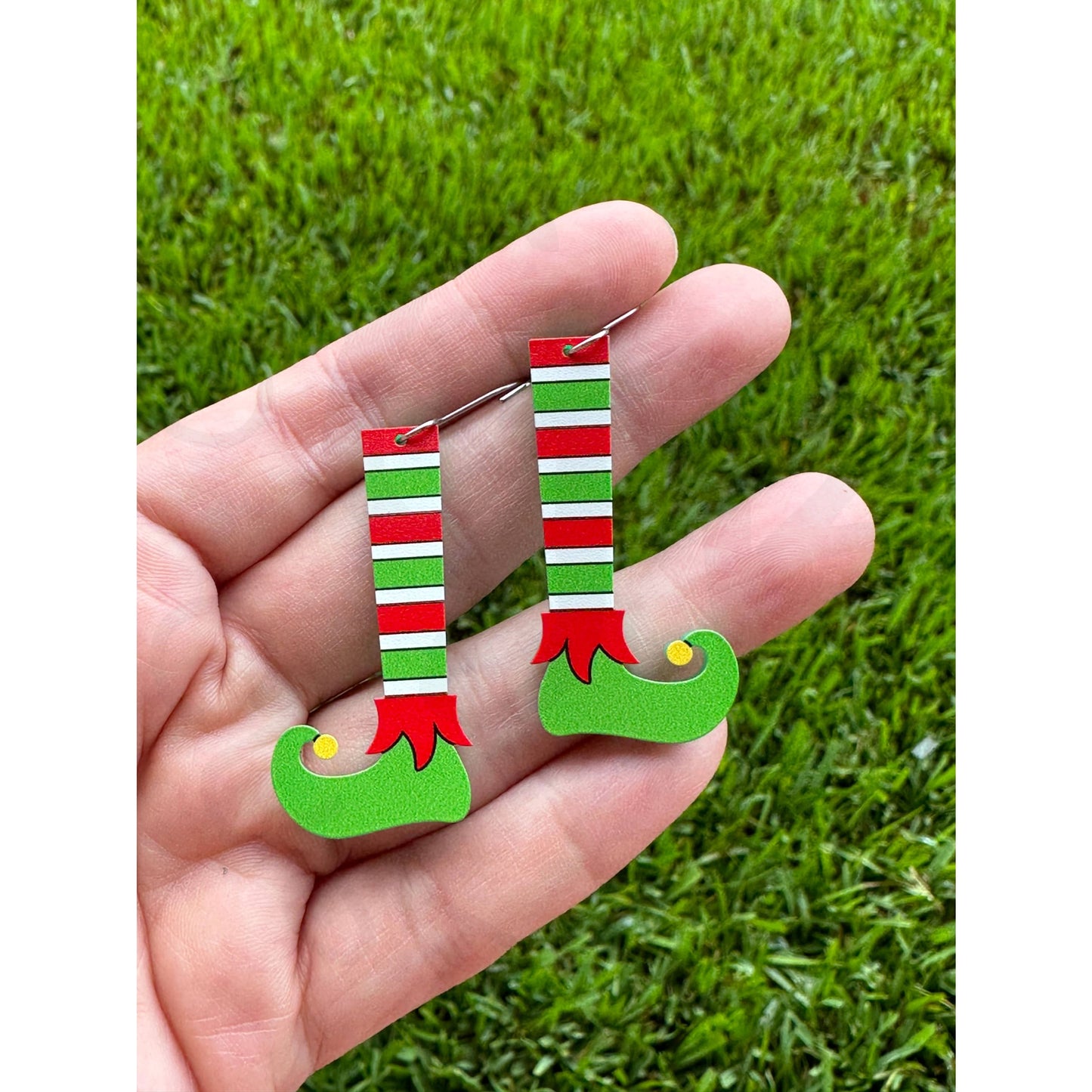 Elf Leg Dangle | Christmas Earrings - Apparel & Accessories