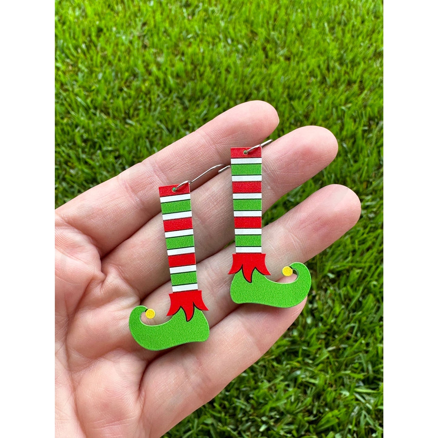 Elf Leg Dangle | Christmas Earrings - Apparel & Accessories