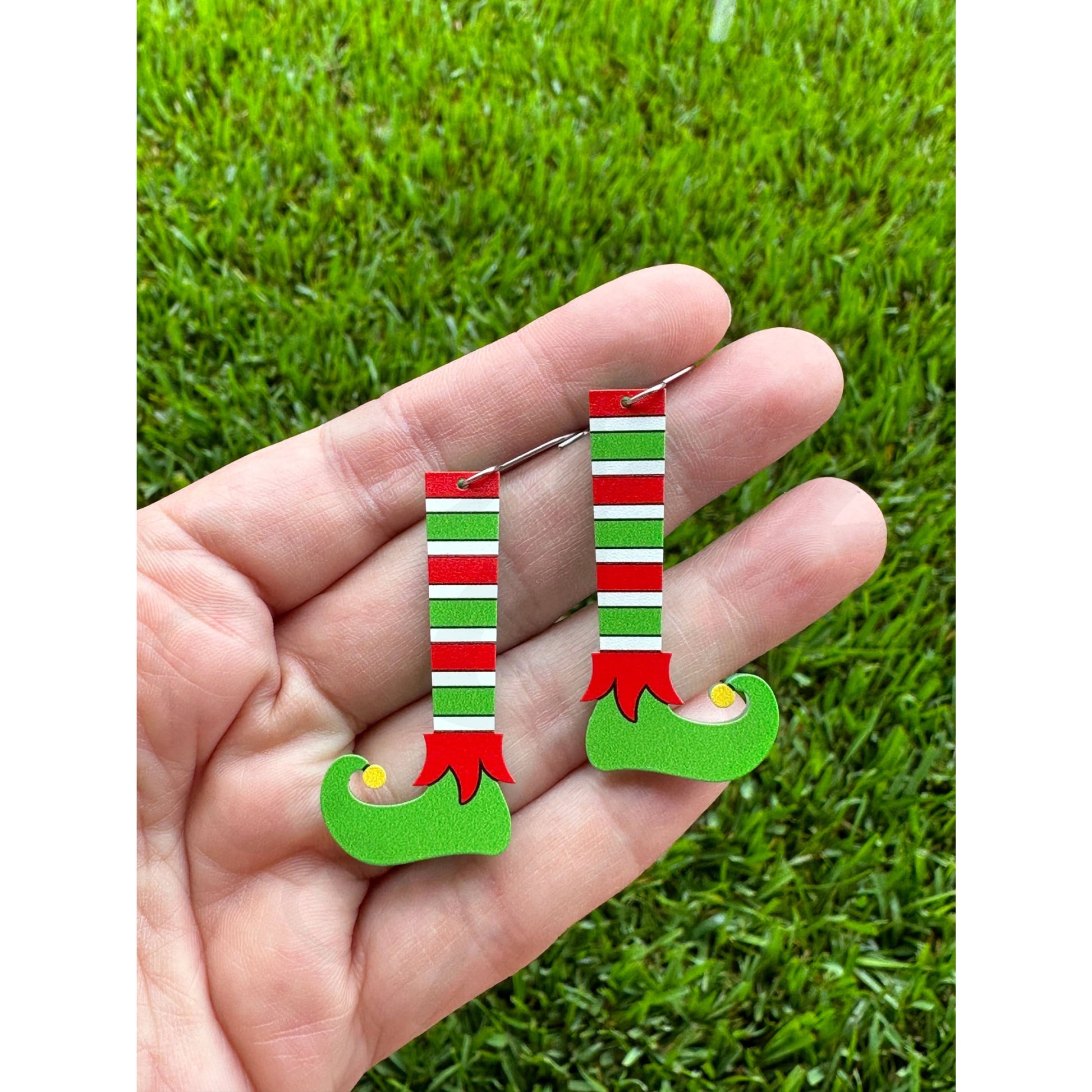 Elf Leg Dangle | Christmas Earrings - Apparel & Accessories