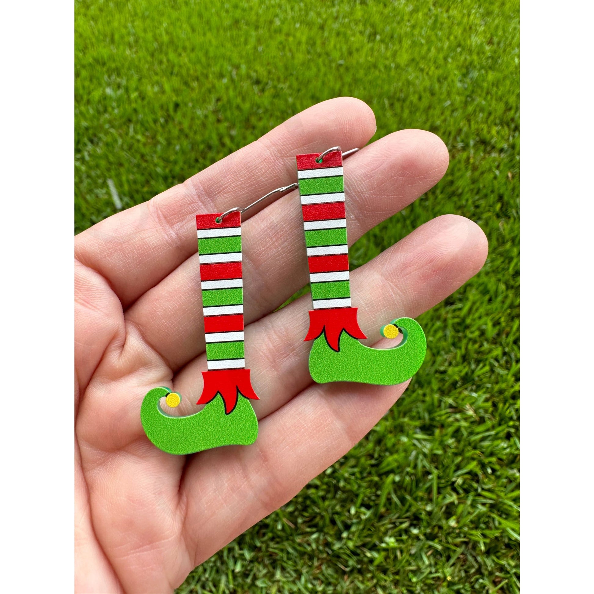 Elf Leg Dangle | Christmas Earrings - Apparel & Accessories