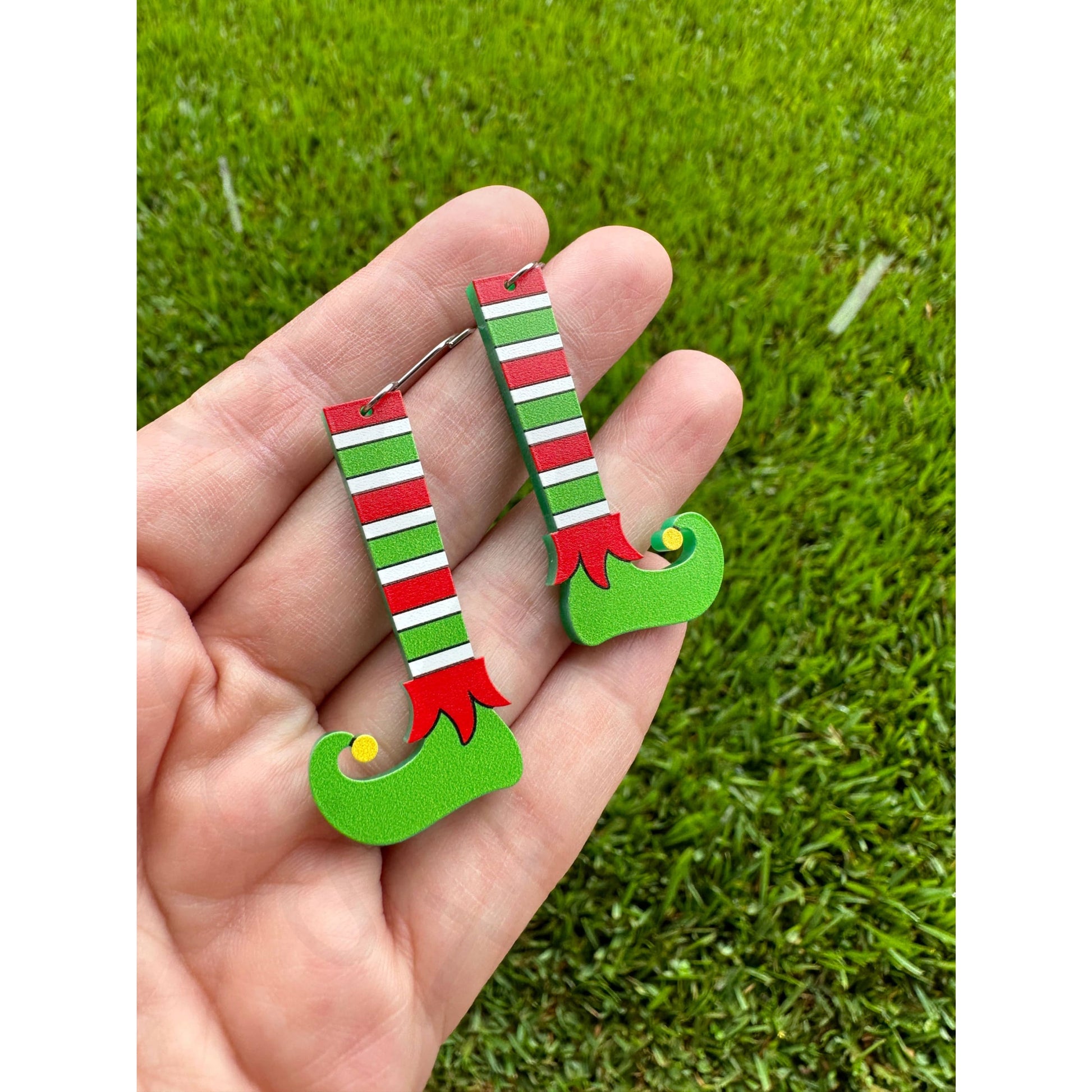 Elf Leg Dangle | Christmas Earrings - Apparel & Accessories