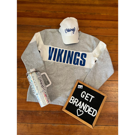 Grey Vikings Varsity Fleece Crewneck