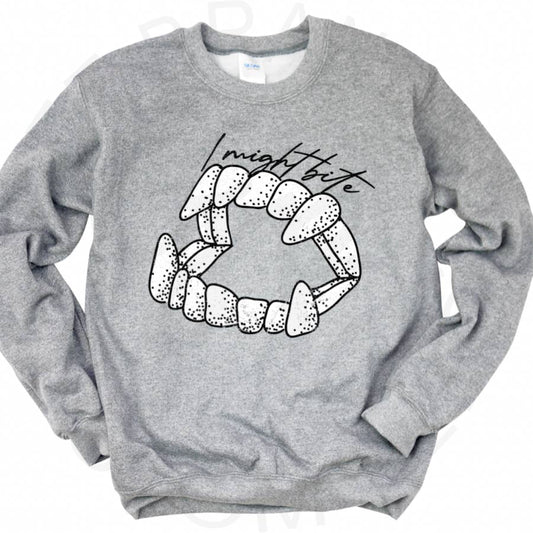 I Might Bite Graphic Sweatshirt - Apparel & Accessories