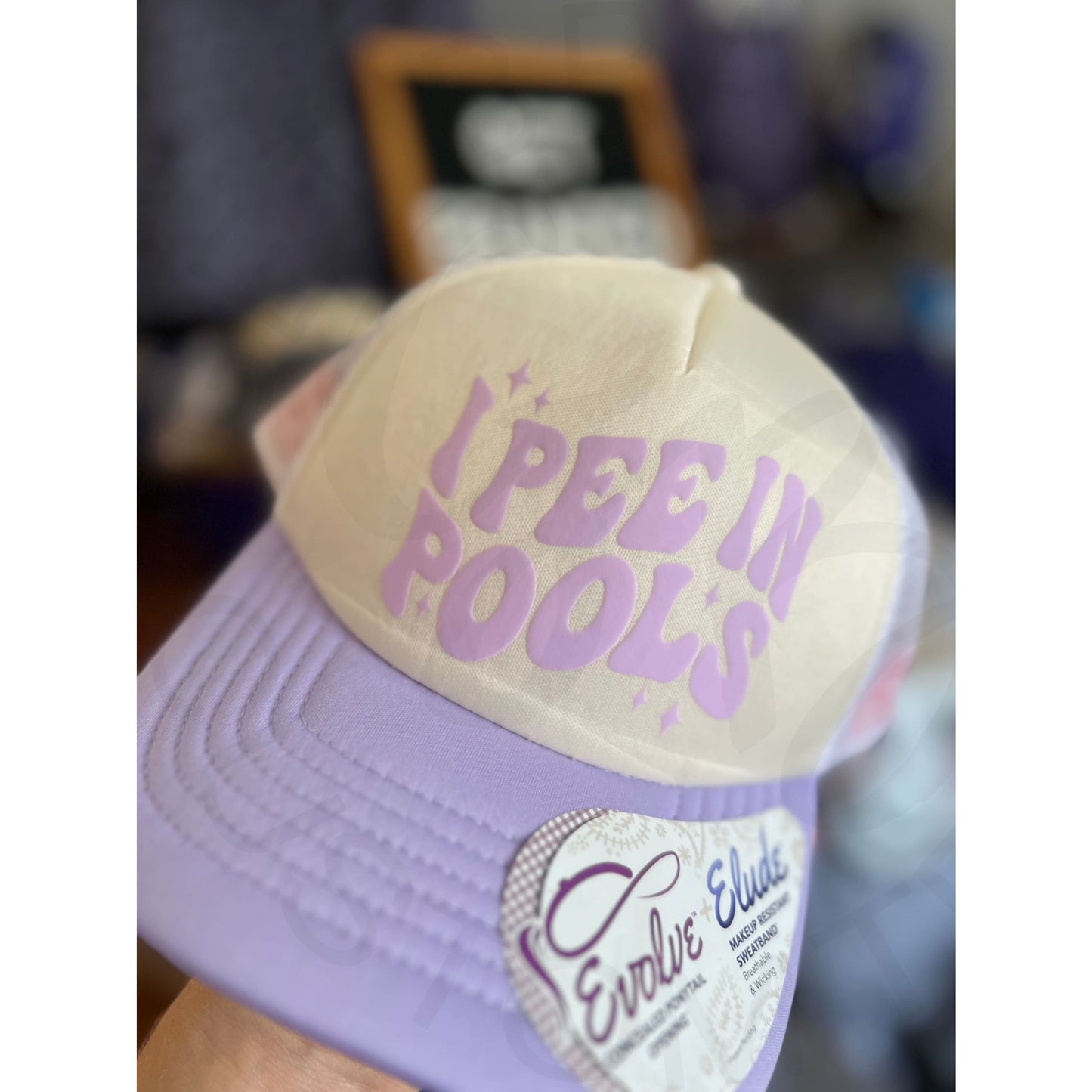 I Pee In Pools Funky Pattern Trucker Hat - Lavendar