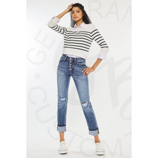 Kan Can High Rise Skinny Straight Leg Denim - Apparel &