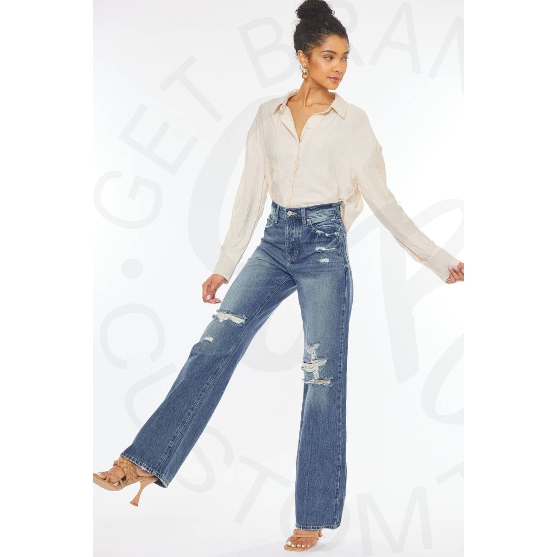 Kan Can Ultra High Rise 90’s Wide Leg Flare Denim - 3/25