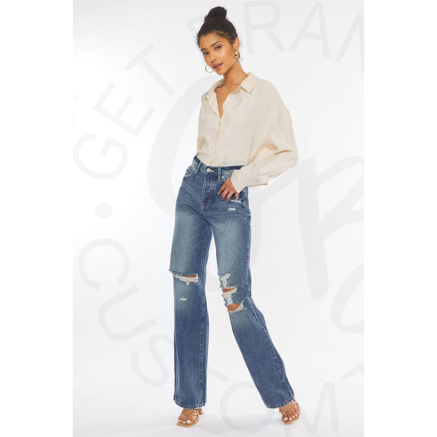 Kan Can Ultra High Rise 90’s Wide Leg Flare Denim