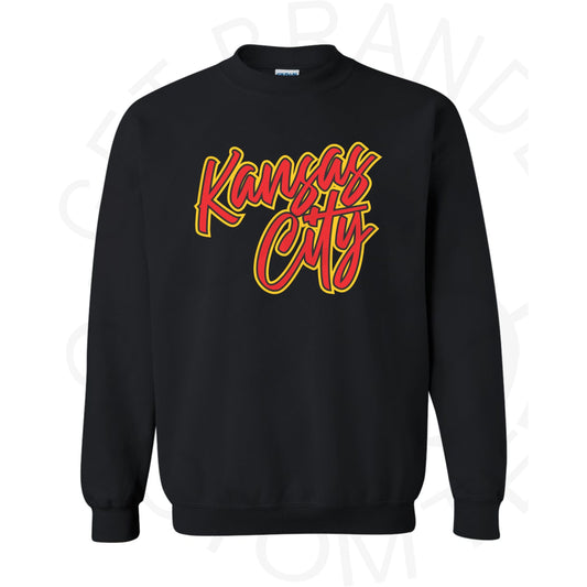 Kansas City Puff and Glitter Combo- Black Sweatshirt Hoodie