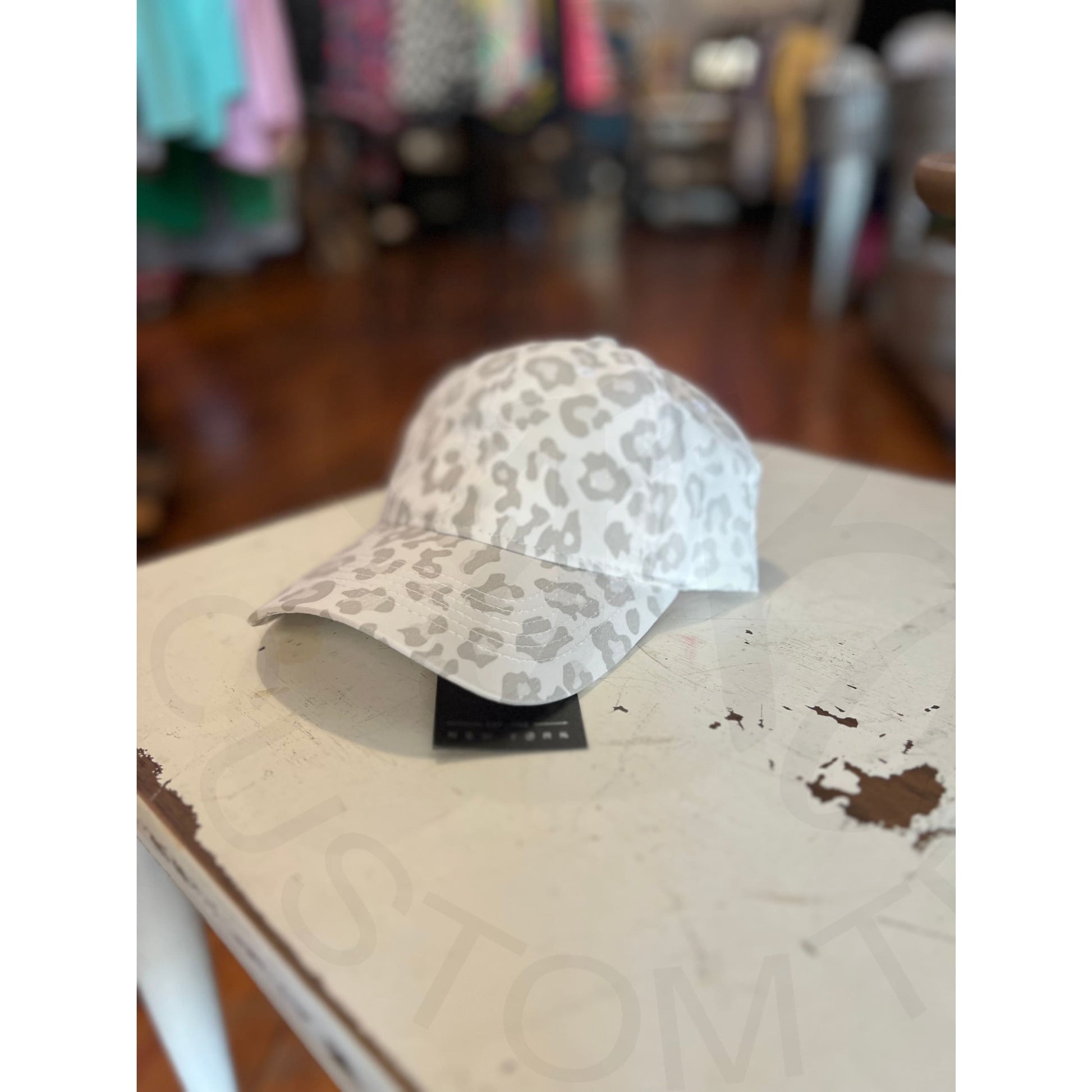 Leopard Print Criss Cross Hats - White