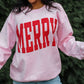 Merry | Varsity Style | Pink | Sweatshirt - Apparel &