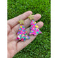 Pink Confetti Christmas Tree Earrings Holiday Earrings