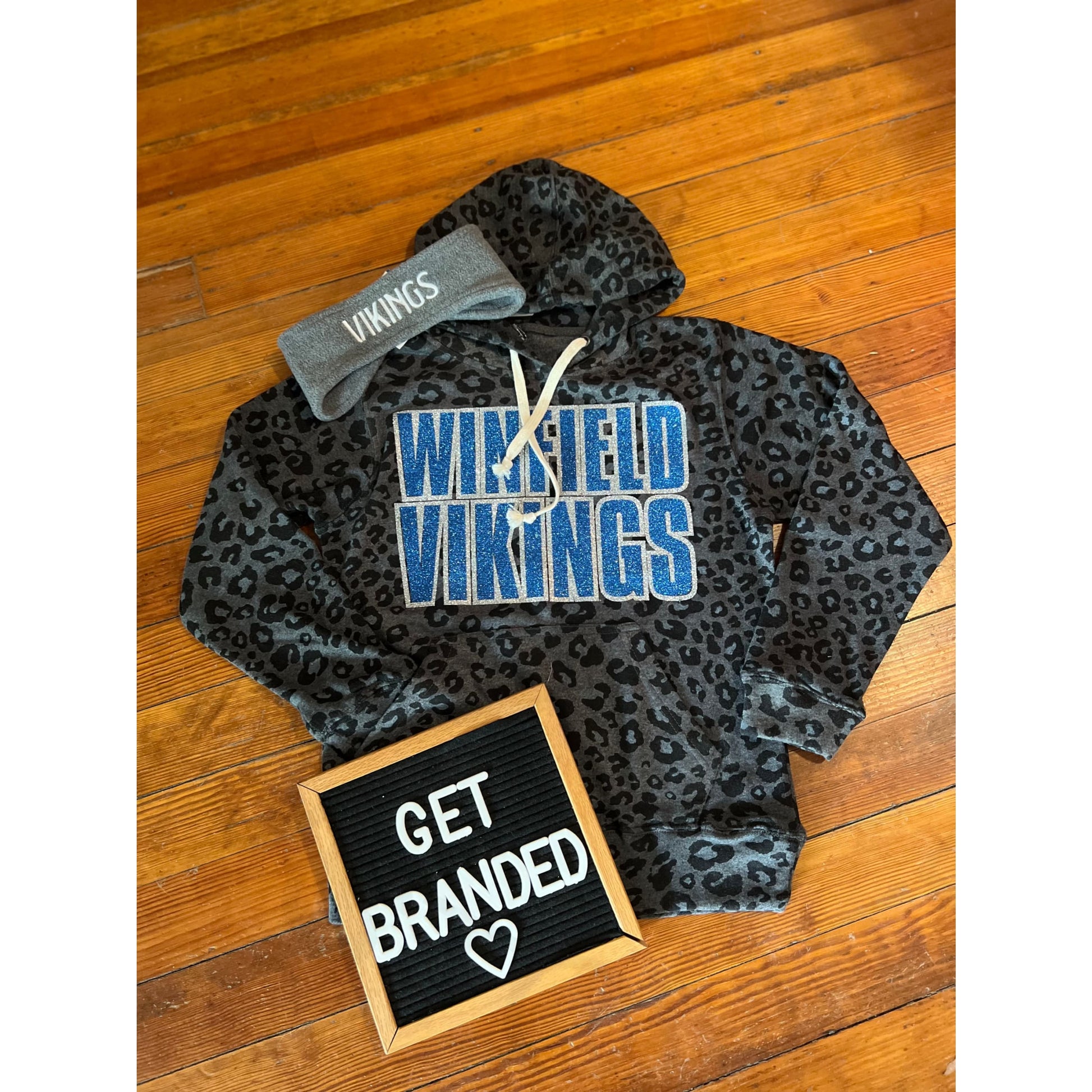 Winfield Vikings Glitter Leopard Hoodie