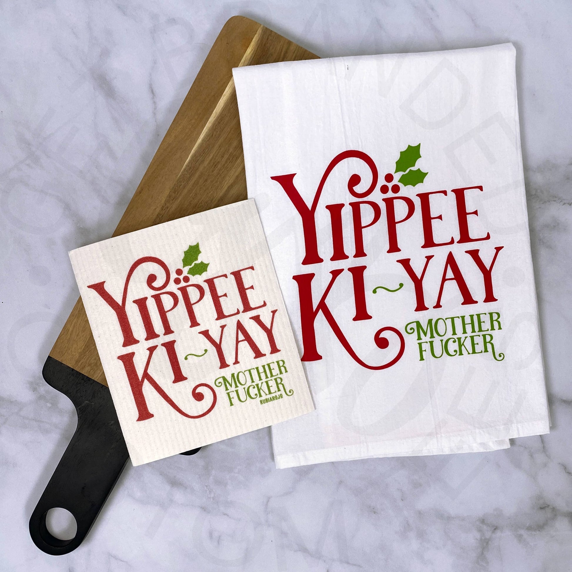 Yippee Ki-Yay Mother Fucker holiday Swedish dishcloth -