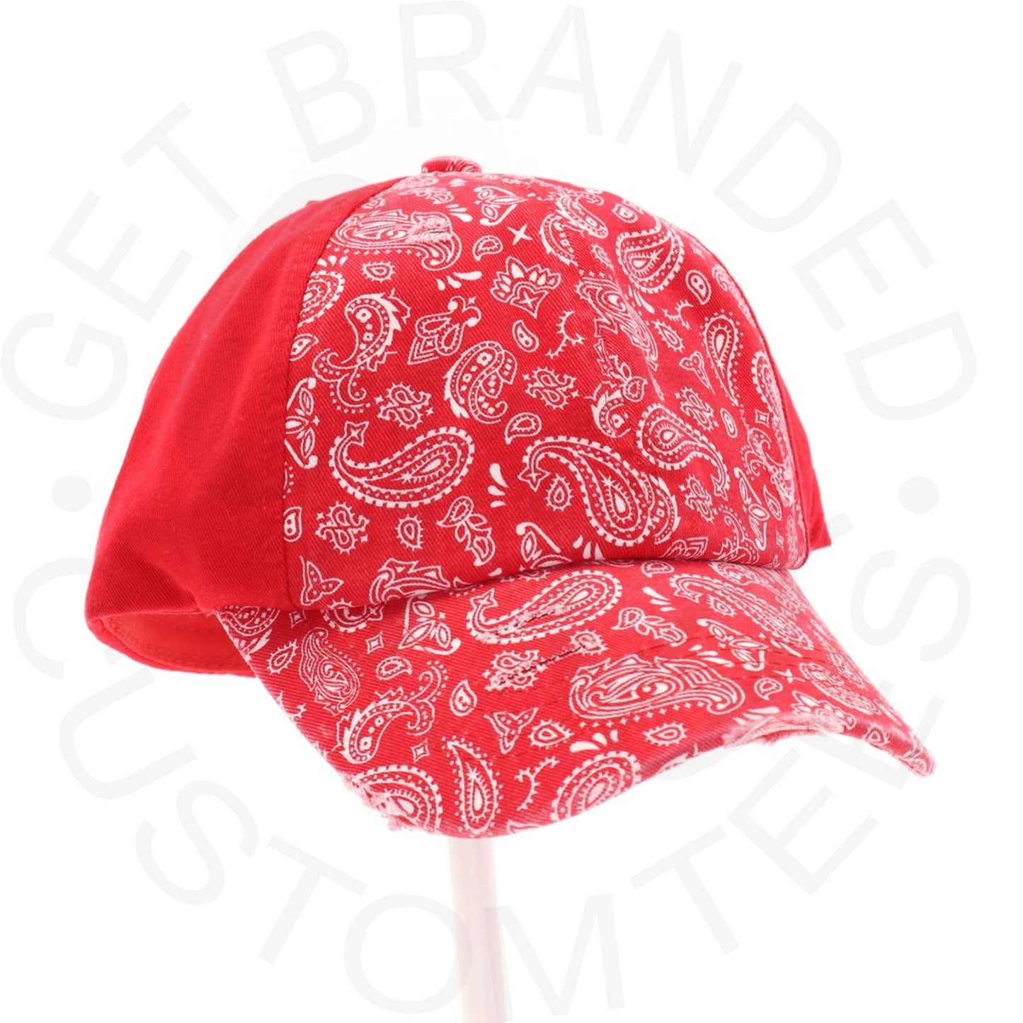 Paisley Criss-Cross High Pony Ball Cap - Red Paisley - 